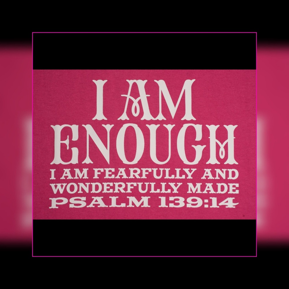 "I Am Enough" casual fuschia graphic tee - Picture 2 of 5